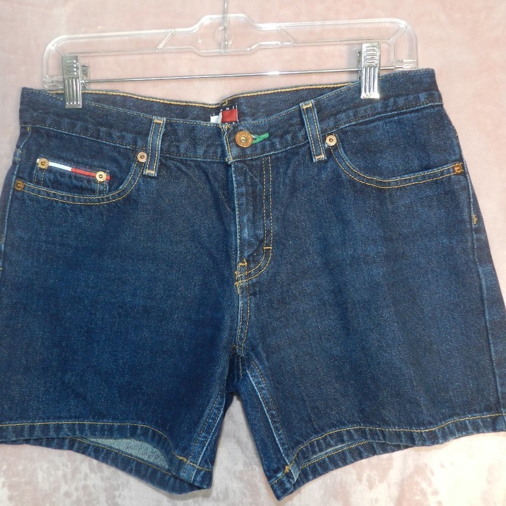 Tommy Hilfiger Womens Dark Wash Dark Blue Denim Jean 100% Cotton Shorts Size 9